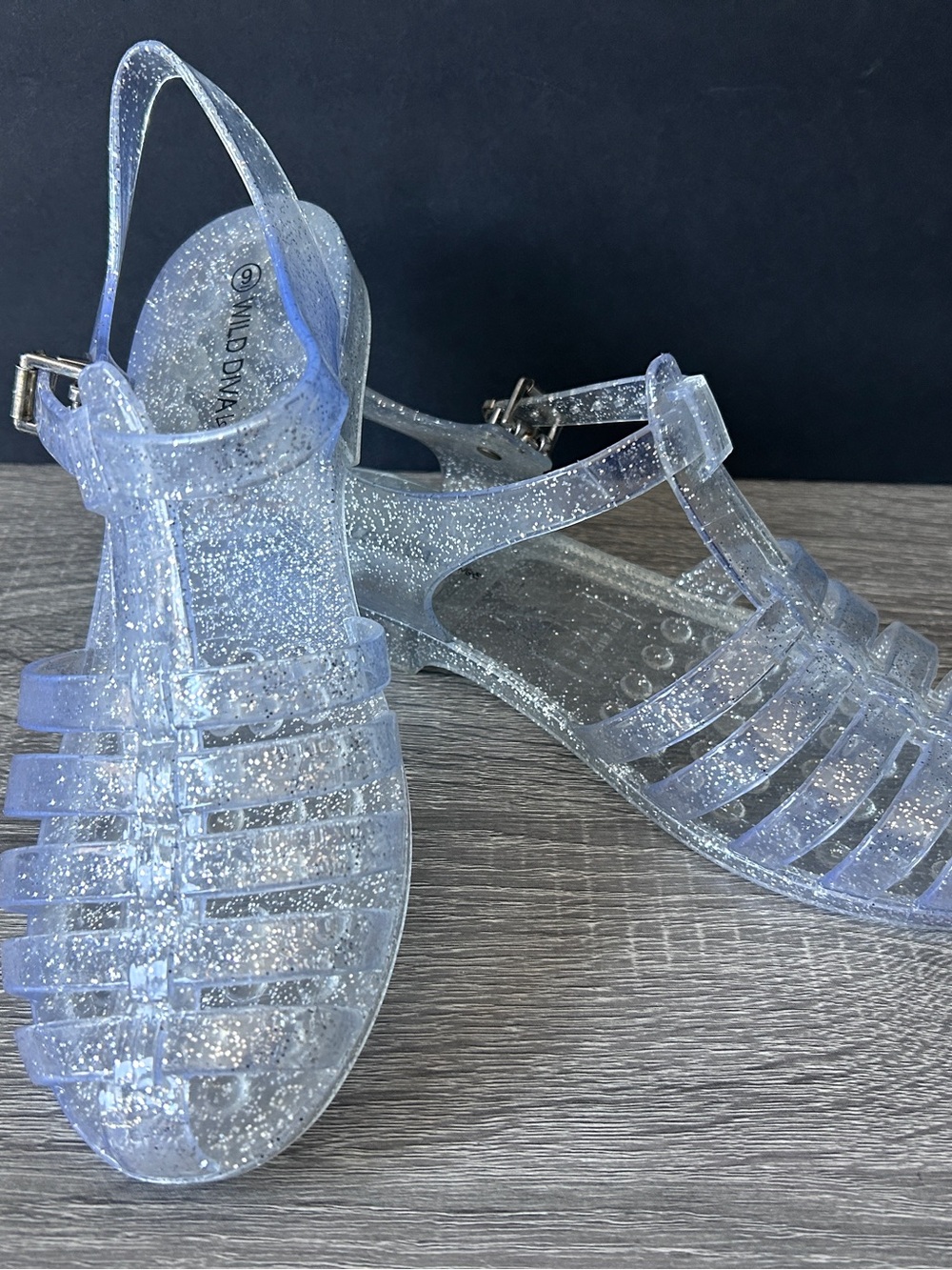 Wild Diva Clear Sparkle Jelly Sandals for Women